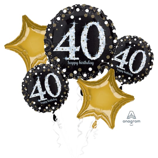 Michaels, Sparkling Birthday 40 Foil Balloon Bouquet – Category: Foil Balloons